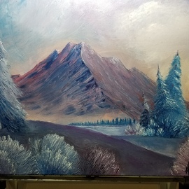 Timothy  Hudnall: 'Purple Mountain Majesty', 2019 Oil Painting, Landscape. Artist Description: 100 knife work except to sign. ...