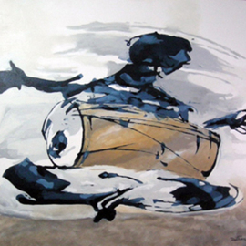 Tirthankar Biswas: 'DRUMMER II', 2008 Oil Painting, Figurative. 