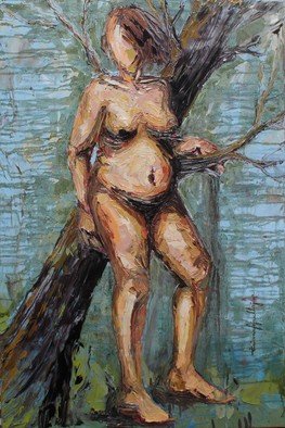 Tiziana Fejzullaj: 'In the Woods', 2016 Oil Painting, nudes. 