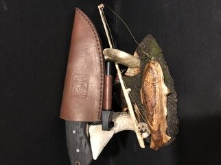 Tony Maez: 'good day of fishing', 2019 Wood Sculpture, Animals. This piece is made from choke cherry wood it has a day of fishing all on one piece. Very nice detail great knife to accent this piece. ...