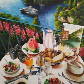 Krisztina T.molnár: 'carefree morning in portofino', 2020 Acrylic Painting, Life. Artist Description: Cloudless joy, satisfaction.  La vita A