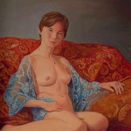 Tomas Omaoldomhnaigh: 'Patricia', 2006 Oil Painting, Figurative. Artist Description:  nude seated ...