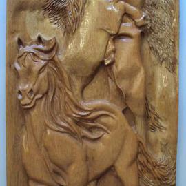Ton Dias: 'Horses wood carving ', 2012 Wood Sculpture, Equine. Artist Description:  Horse wood carving created by Ton Dias, brazilian wood carver and sculptor. ...