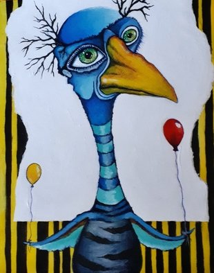 Vicki Myers: 'party tme', 2019 Other Painting, Animals. whimsical bird series...