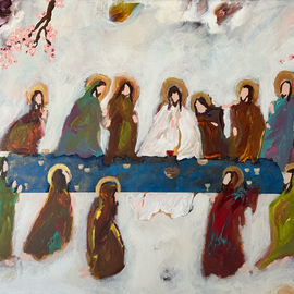 Paulo Medina: 'last supper', 2023 Acrylic Painting, Religious. Artist Description: This last Supper is in a spring context. ...