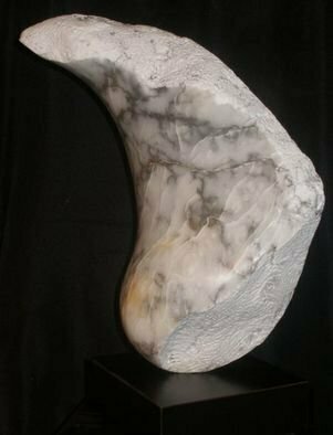 Terry Mollo: 'Moonstruck', 2012 Stone Sculpture, Abstract.   A broken fragment of the moon; Black & white alabaster; Front View  ...