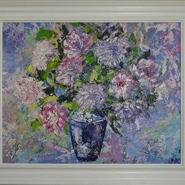Natalia Kolesnichenko: 'favorite moments of the life', 2018 Oil Painting, Floral. Artist Description: Flowers in a blue vase...