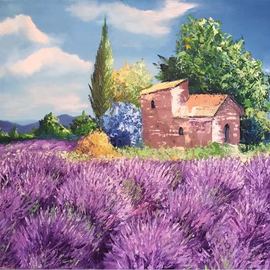 Natalia Kolesnichenko: 'landscape with lavender', 2018 Oil Painting, Landscape. Artist Description: Rural landscape...