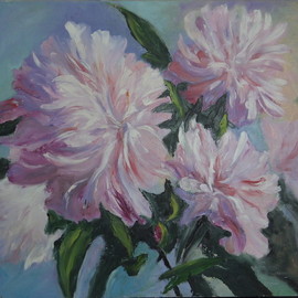 Natalia Kolesnichenko: 'pink peonies', 2017 Oil Painting, Floral. Artist Description: flowers, peones...