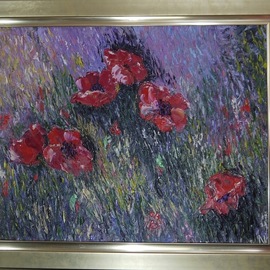 Natalia Kolesnichenko: 'scarlet poppies', 2018 Oil Painting, Floral. Artist Description: flower...