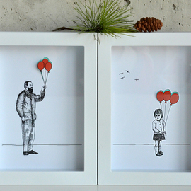 girl and grandfather with balloons By Aleksandar Janicijevic
