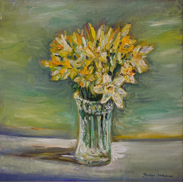 Artist Pavel Levites. 'Daffodils' Artwork Image, Created in 2023, Original Painting Oil. #art #artist