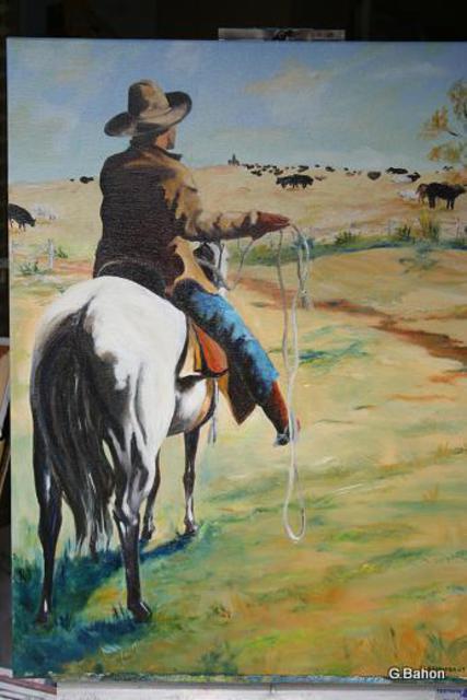 Gerard Bahon  'The White Horse', created in 2011, Original Painting Oil.