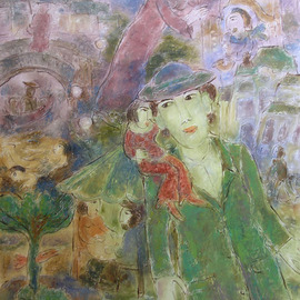 Yevmenenko Valentina: 'The muse sings also', 2010 Oil Painting, Figurative. Artist Description:          Paper, oil, 61o84. 2010         ...
