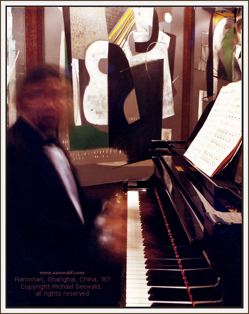 Artist Michael Seewald. 'Pianoman, Shanghai, China By Master Photographer Michael Seewald' Artwork Image, Created in 1987, Original Photography Color. #art #artist