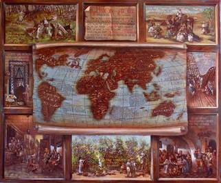 Vali Irina Ciobanu: 'The history of coffee map ', 2016 Tempera Painting, Maps.  Coffee map, history of coffee, coffee, map, miniatures, painting, vali irina ciobanu, painting coffee, cofee map, history   ...