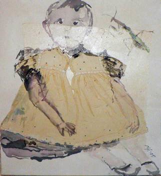 B Van Der Heide: 'Little Guardian', 2013 Acrylic Painting, Figurative.  In the 'Clearing out the Attic' series.Little girl portrait. ...