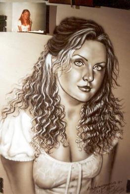 Giovan Beck: 'portrait', 2001 Other Painting, Portrait. Black& white Freehand AIRBRUSHING....