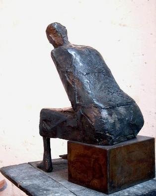 Venelin Ivanov: 'seated woman', 1982 Bronze Sculpture, Figurative. 