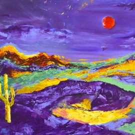 Sergey Lutsenko: 'Magnetism', 2015 Oil Painting, Surrealism. Artist Description:  Planet, space, sun, surrealism, violet, cactus, abstract, mountains ...