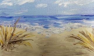Valerie Leri: 'beach grass', 2017 Acrylic Painting, Beach. Original painting with distressed wood frame. ...