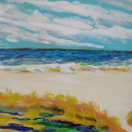Valerie Leri: 'cape cod beach path', 2016 Acrylic Painting, Landscape. Artist Description: Original painting with gold wood plein air frame. ...