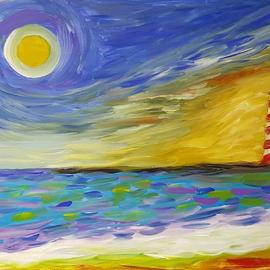 Valerie Leri: 'lighthouse at dusk', 2017 Acrylic Painting, Seascape. Artist Description: Original painting on wood panel - no frame necessary...