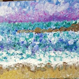 Valerie Leri: 'ocean and jetty', 2017 Acrylic Painting, Beach. Artist Description: Original painting with distressed wood frame. ...
