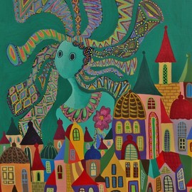 Mimi Revencu: 'Feel Like An Alien', 2011 Acrylic Painting, Landscape. Artist Description:  art, painting, contemporaryart, Acrylic, cityscape, colorful, artistepeintre, ArtCollector, glarify, artforsale, alien, artfair, mimirevencu, mirabilism, artmogallery, artmo...