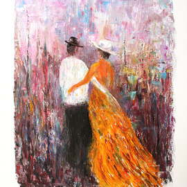 Vladimir Volosov: 'always together', 2021 Oil Painting, Abstract Figurative. Artist Description: This artwork is an original unique textured oil painting on Nanvas on a wooden frame, painted using a palette knife.  Original artistaEURtms style aEUR