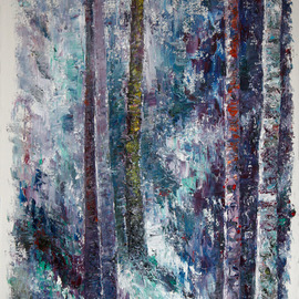 Vladimir Volosov: 'blue forest', 2014 Oil Painting, Landscape. Artist Description: My way to art was a lengthy one. Thirty years of strenuous scientific work on the front edge of modern physics gives me a deep knowledge of the laws of light and color that surround us, at different times of day and times of year. Only by gaining ...