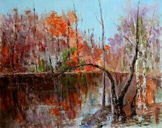 Vladimir Volosov: 'cold autumn', 2023 Oil Painting, Landscape. I offer free shipping across the planet as my gift to you   the buyer        There is no doubt that visual art is a powerful medium. It has the ability to inspire and to move us deeply.The author s goal to engage the viewer in the creative process. He invites ...
