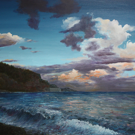 Vladimir Volosov: 'evening on the ocean', 2018 Oil Painting, Marine. Artist Description: My way to art was a lengthy one. Thirty years of strenuous scientific work on the front adge of modern physics given me  a deep knowledge of the laws of light and color that surround us, at different times of day and times of year. Only by gaining ...