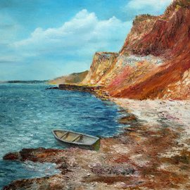 Vladimir Volosov: 'rocky shore', 2019 Oil Painting, Marine. Artist Description:     This is an original unique textured oil painting on  Nanvas on a wooden underframe.  Painted with a palette knife. Original Artist Style aEUR