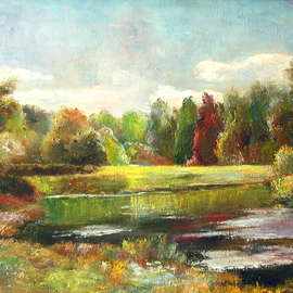 Vladimir Volosov: 'sunny glade', 1994 Oil Painting, Landscape. Artist Description: The author s style is lyrical realism impressionism.  It is Textured and multilayered painting.  Made with Oil on canvas. Undoubtedly, fine art is a powerful medium.  It has the ability to inspire and touch us deeply.  For me, the process of creating a picture is transcendent, I completely ...