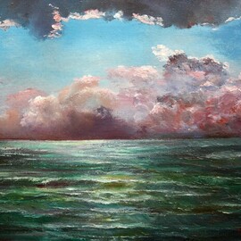 Vladimir Volosov: 'thunderstorm over the sea', 1999 Oil Painting, Marine. Artist Description: The author s style is lyrical realism impressionism.  It is Textured and multilayered painting.  Made with Oil on canvas.  Undoubtedly, fine art is a powerful medium.  It has the ability to inspire and touch us deeply.  For me, the process of creating a picture is transcendent, I completely ...