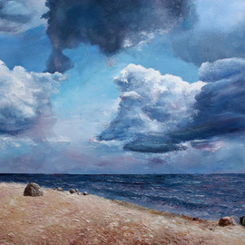 Vladimir Volosov: 'wastness', 2020 Oil Painting, Marine. Artist Description: The author s style is lyrical realism impressionism.  It is Textured and multilayered painting.  Made with Oil on canvas. There is no doubt that visual art is a powerful medium. It has the ability to inspire and to move us deeply  For me, the process of creating a ...