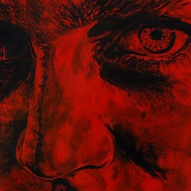 Volodya Hubanov: 'i am here', 2020 Oil Painting, Portrait. Artist Description: piercing gaze...