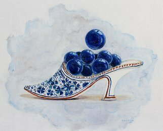 Volova Volova: 'delfts blue slipper', 2021 Oil Painting, Still Life. oils on panel, framed...
