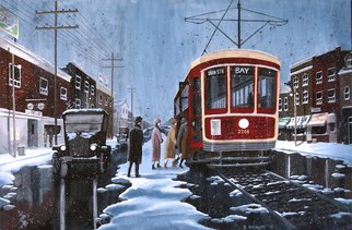 Dave Rheaume: 'Boarding on St Clair', 2010 Acrylic Painting, Vintage. 
