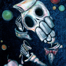 Voodoo Velvet: 'Whats Important ', 2011 Acrylic Painting, Death. Artist Description:  Acrylic painted on blue velvet, velvet painting. Come see the bizarre, the beautiful, the surreal!One of a kind original velvet paintings, created for your enjoyment.  For more information visit: www. voodoovelvet. com ...