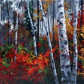 Jennifer Vranes Artwork Jewels of Autumn, 2008 Acrylic Painting, Trains