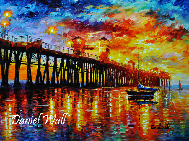 Artist Daniel Wall. 'Twilight Over Oceanside Pier CA' Artwork Image, Created in 2015, Original Printmaking Giclee. #art #artist