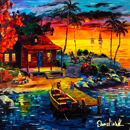 Daniel Wall: 'beautiful life', 2019 Oil Painting, Landscape. Artist Description: Vacation Cabin...