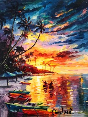 Daniel Wall: 'romantic caribbean island', 2020 Oil Painting, Landscape. Romantic Caribbean Island...