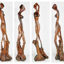 Khurshid Khatak: 'Divine Love', 2003 Wood Sculpture, Fantasy. Artist Description: The Song Of love, My love will hold you and keep you safe and warm, you are the only Oasis in my deserted life. ...