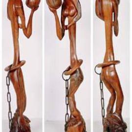 Khurshid Khatak: 'Is it Freedom', 2003 Wood Sculpture, Fantasy. Artist Description: When she lost her leges, then she got a freedom. ...