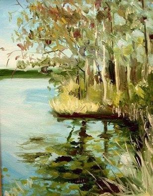 Wayne Wilcox: 'Lake Watercolor Morning', 2004 Oil Painting, Landscape. 