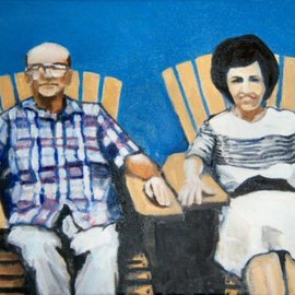 Wayne Wilcox: 'Mitchell and Gussie', 2008 Oil Painting, Portrait. 