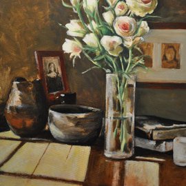 Wayne Wilcox: 'Still Life with Roses', 2009 Oil Painting, Still Life. 